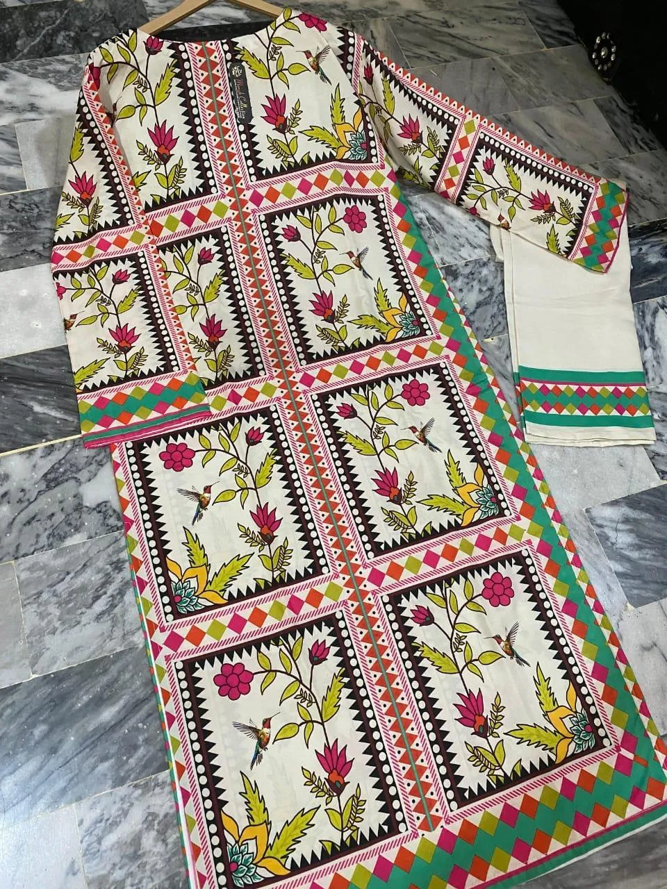 Printed Floral 2-Piece Swiss Lawn Set for Women