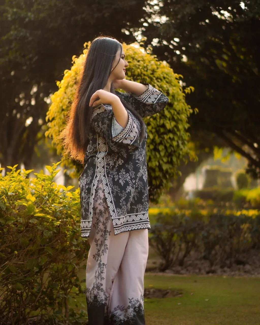 Shamoz Silk Printed 2-Piece Co-Ord Set Medium to Large