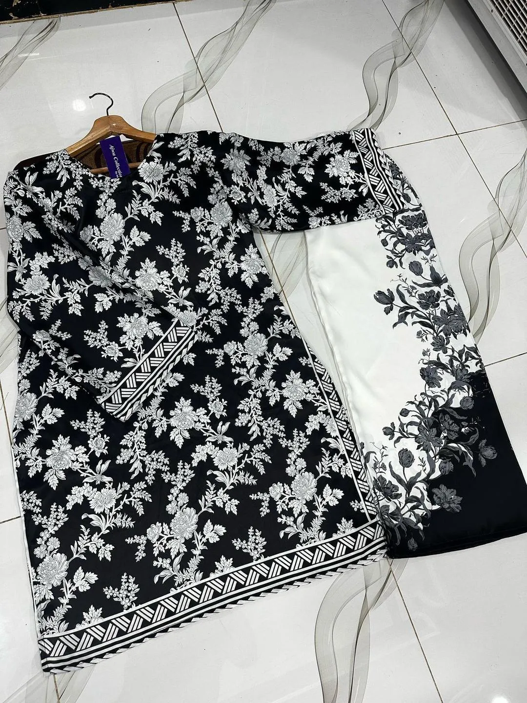 Shamoz Silk Printed 2-Piece Co-Ord Set Medium to Large