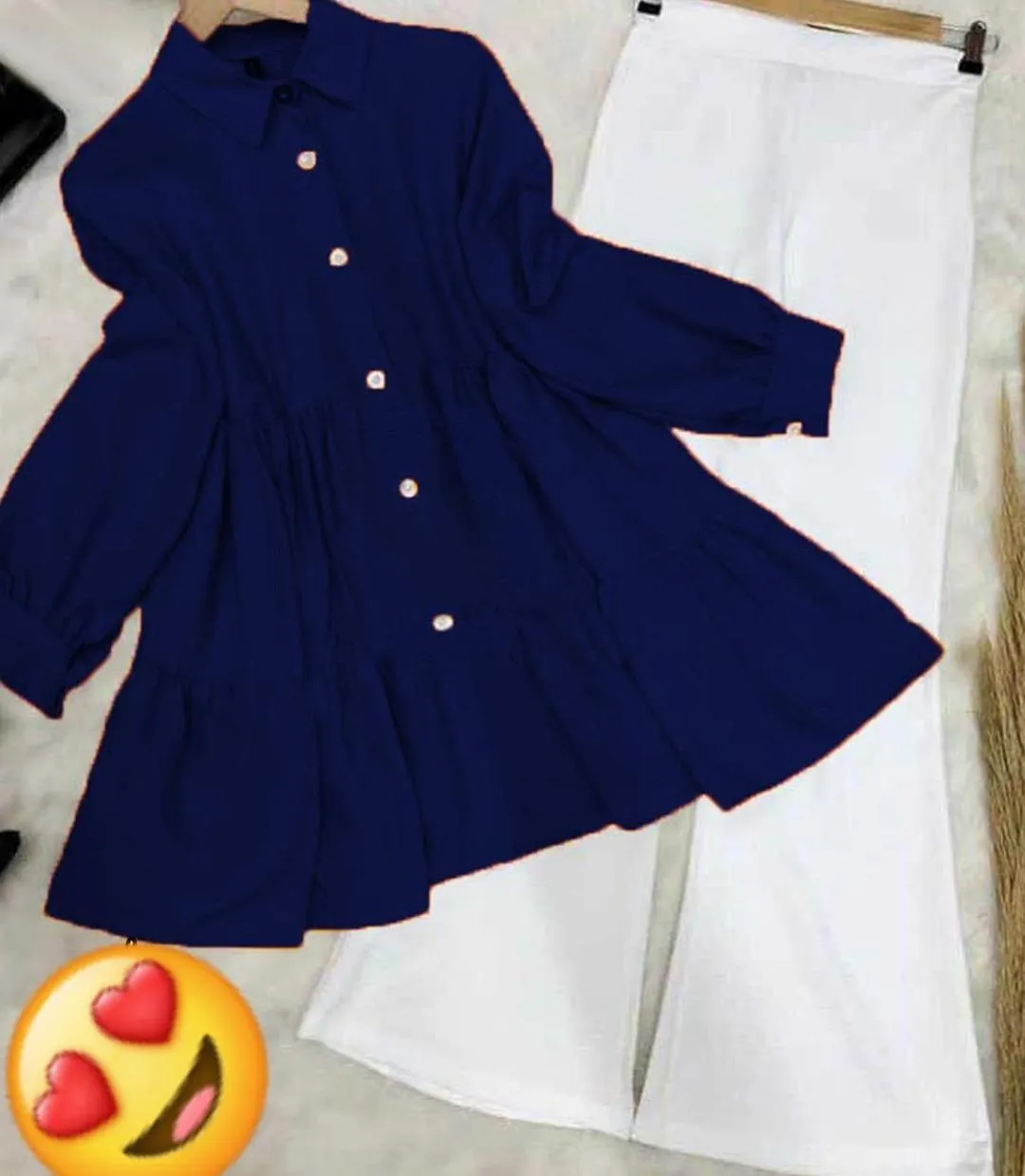 Blue Linen 2-Piece Shirt & Trouser Set