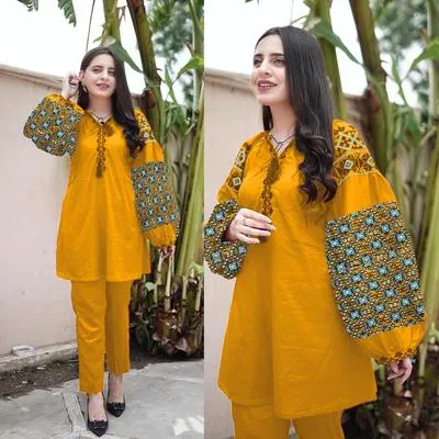 Airline Jabla Embroidered Linen Shirt Trouser Set Mes 21-22