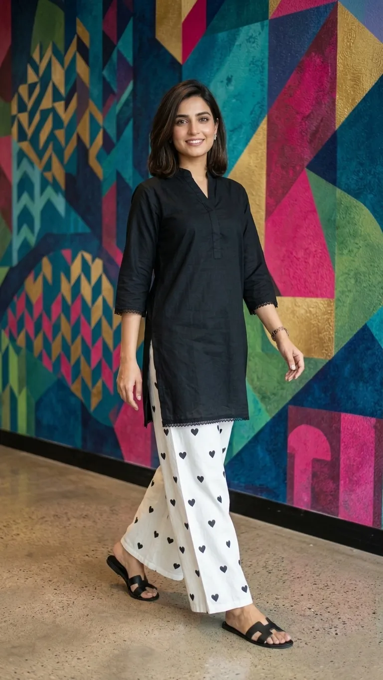 2Pcs Women's Stitched Cotton Lawn Block Printed Shirt And Flapper Viral Heart Printed