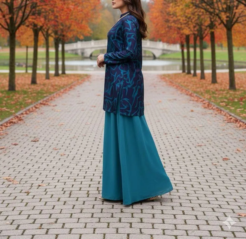 Blue Printed Co-ord Set for Women