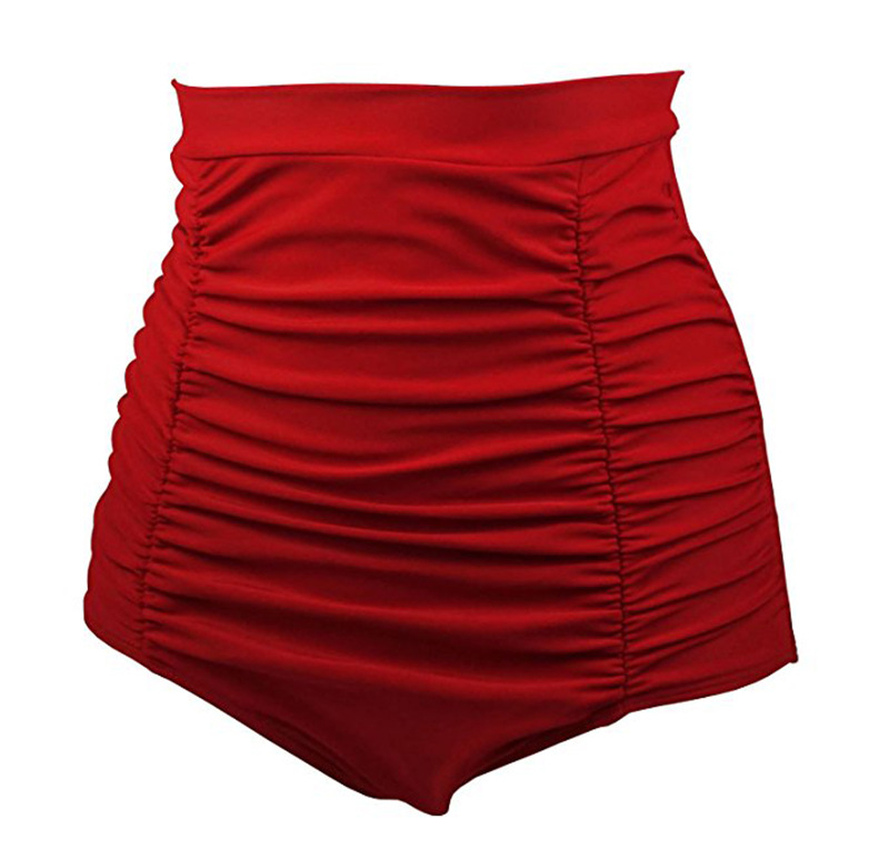 Women High Waist Pleated Swimsuit Black