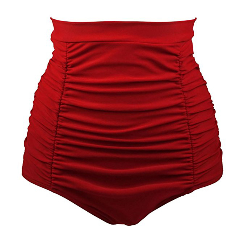 Women High Waist Pleated Swimsuit Black