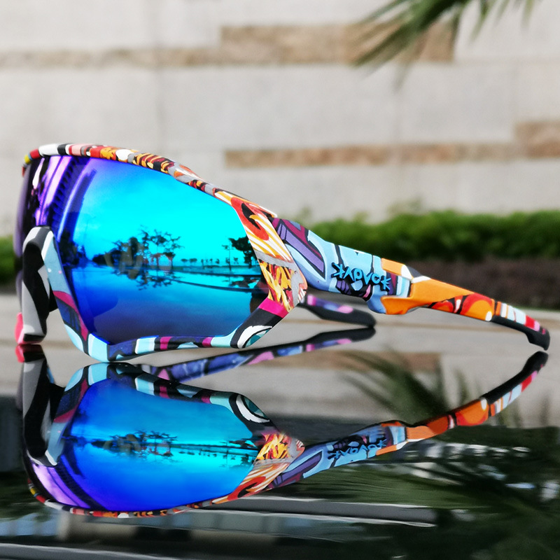 Black Riding Glasses with Red Mirrored Lenses for Wind & UV Protection
