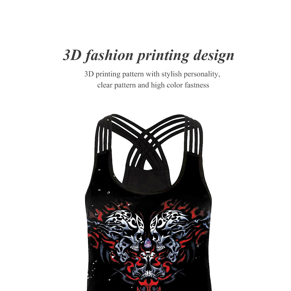 Women Skull Print Slim Fit Breathable Vest