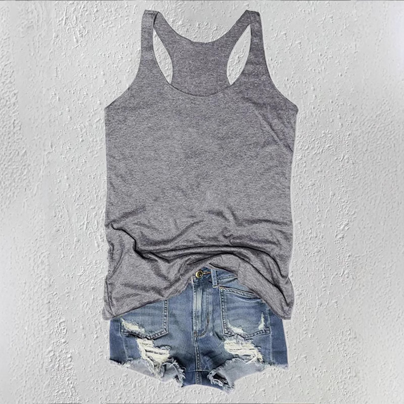 Women Grey Racerback Tank Top Summer Casual Shorts Set