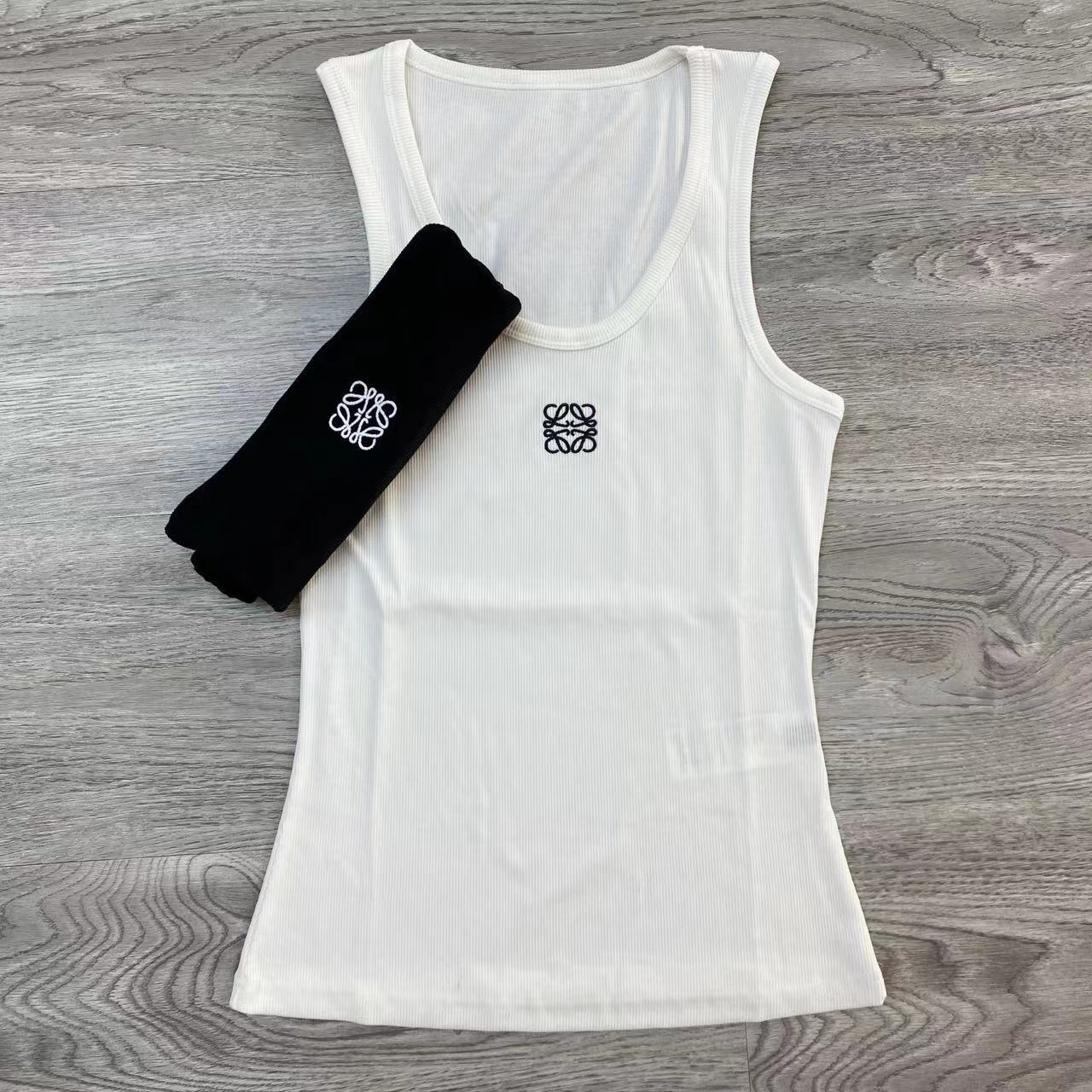 White Embroidered Women's Cotton Sports Vest with Headband