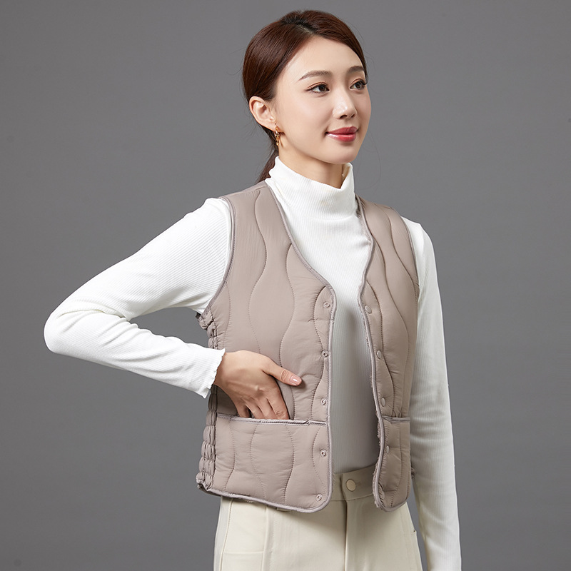 Women Cotton Warm Vest Sleeveless V-Neck Slim Fit