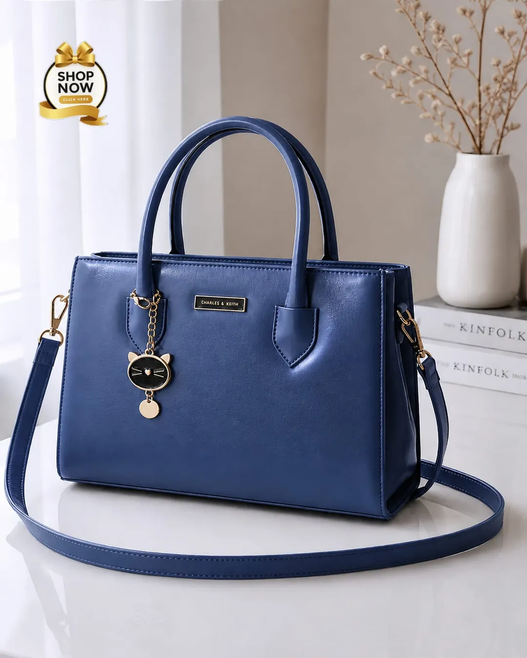 Women's Black Rexine Shoulder Bag with Top Handle